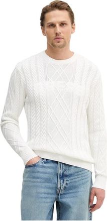 Guess Konrad Sweater - Heren - Ronde hals truien - Wit - XL - Katoen - Truien & Vesten