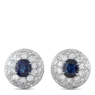 Luxury Bazaar Platinum 1.32ct Diamond and Sapphire Earrings MF21-041026