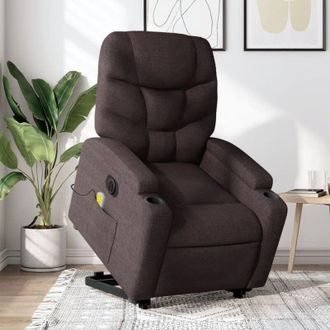 vidaXL Vidaxl - Sill&oacute;n Masaje El&eacute;ctrico Reclinable Elevable Tela Marr&oacute;n Oscuro