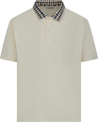 Aquascutum Active Collar Check Polo - Heren - Polos - Wit - L - Katoen - Tops