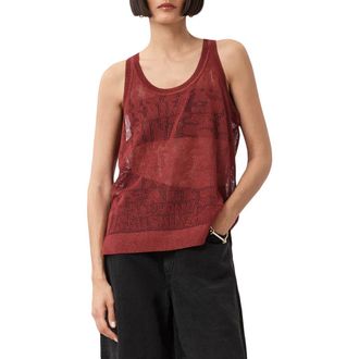AllSaints Kaito Open Stitch Tank in Rosewood Red at Nordstrom, Size Large