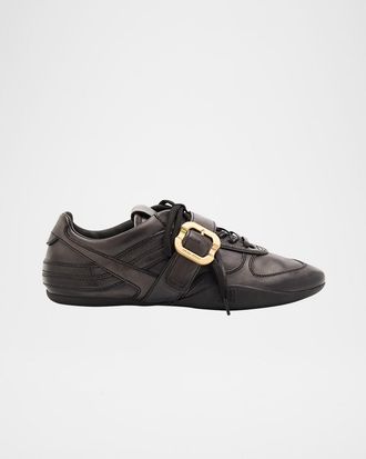Miu Miu Allacciate Leather Buckle Low-Top Sneakers