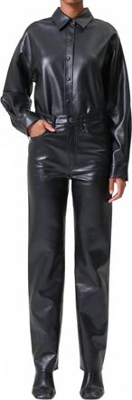 A Gold E 90s Pinch Waist Leather Jean In Black