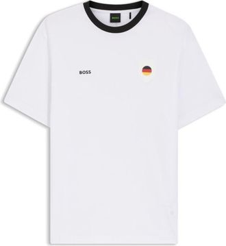 BOSS Stretch-cotton T-shirt with country flag and logo