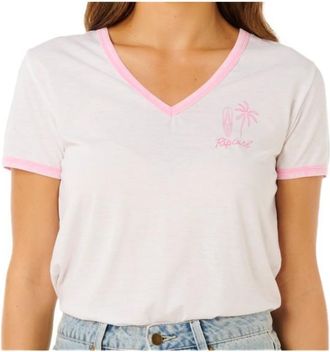 Rip Curl Hotel Malibu V-Neck T-Shirt f&uuml;r Damen | wei&szlig;