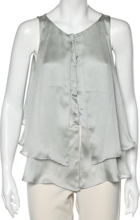 Emporio Armani Pale Green Silk Layered Sleeveless Button Front Top