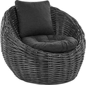 Beliani Beliani - Silla De Jard&iacute;n De Rat&aacute;n Negro Natural Coj&iacute;n Poli&eacute;ster Moderno Lerici