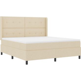 vidaXL Box Spring Bed with Mattress Cream 200 x 180 cm Fabric vidaXL