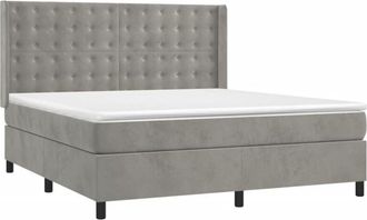 vidaXL Vidaxl - Cama Box Spring Colch&oacute;n Y Led Terciopelo Gris Claro 160x200 Cm