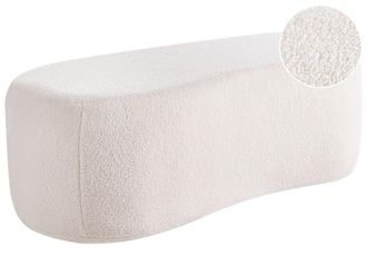 Beliani Puf Boucl&eacute; Blanco crema