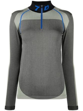 7 Days Active half-zip funnel neck top - women - Polyamide/Polyester/Elastane - M - Grey