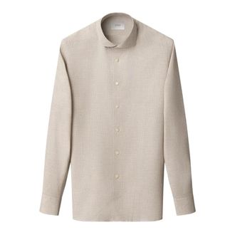 Eton Micro Check Signature Flanellen Overhemd - Heren - Casual Overhemden - Beige - 5XL - Katoen - Overhemden