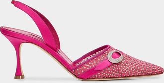 Manolo Blahnik 70mm Zutosli Polka Dot Mesh Slingback Pumps