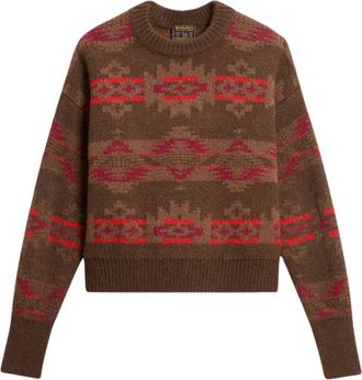Woolrich Truien & Vesten, Dames, Bruin, S, Ronde hals gebreid