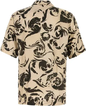 Dries Van Noten Mens Printed Viscose Carltone Shirt Black Exterior: Camicie