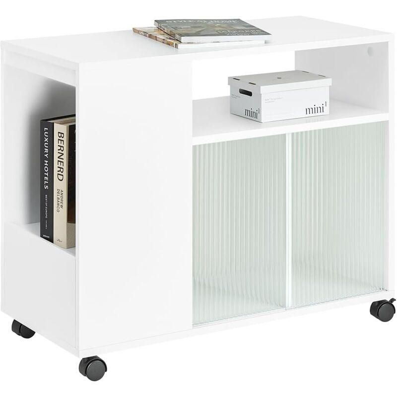 Caisson Bureau Roulant WOLTU - 3 Tiroirs, 2 Étagères, Ports USB, Chêne Clair