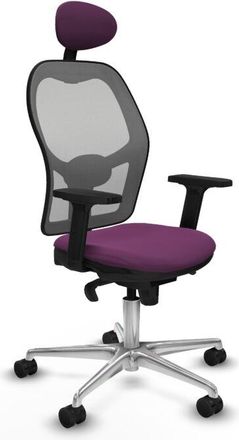 Piqueras y Crespo Piqueras Y Crespo - Jorquera Sincro Malla Gris Similpiel Morado Brazos 2d Base Aluminio Cabecero Fijo Ruedas 65mm Nailon