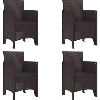 vidaXL Silla De Jard&iacute;n 4 Pcs Marr&oacute;n 53 X 49 X 85 Cm Pp Vidaxl