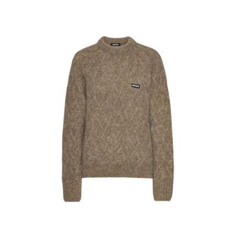 Rotate Jersey de punto esponjoso - Dames - Ronde hals truien - Beige - S - Truien & Vesten
