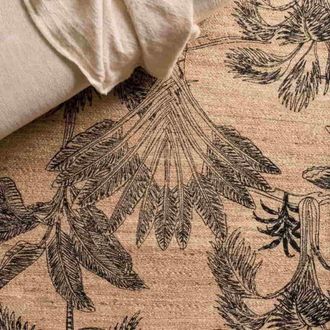 Ornami Alfombra de yute con estampado jungla 120x170 cm