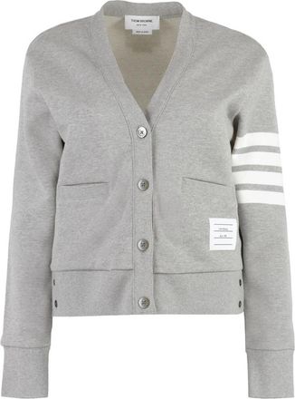 Thom Browne V-hals Katoenen Vest - Dames - Vesten - Grijs - L - Katoen - Truien & Vesten
