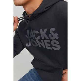Jack & Jones ESSENTIALS hoodie JJECORP met printopdruk zwart