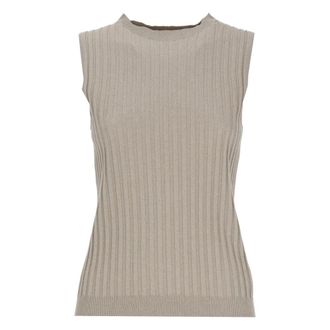 PESERICO Peserico, Sleeveless Tops, female, Brown, Size: M Ribbed Sleeveless Top