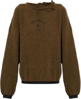 Maison Margiela Trui met rafelrand - Dames - Ronde hals truien - Groen - XS - Truien & Vesten