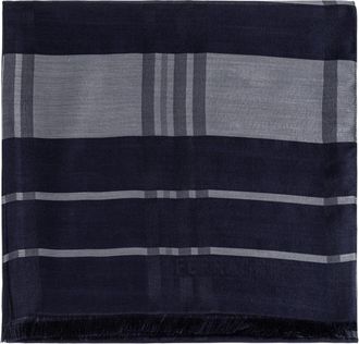Ferragamo Geruite Sjaal - Heren - Sjaals - Blauw - ONE Size - Kasjmier - Accessoires