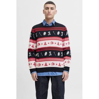 Jack & Jones kersttrui gebreid rood