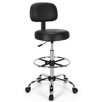 Costway Costway Ergonomic Drafting Chair Height Adjustable Stool Swivel Office Chair in Black