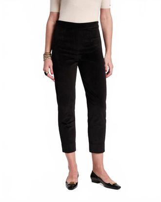 Frances Valentine Lucy Solid Velvet Stretch Cigarette Pant In Black