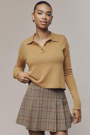 Pilcro The Jensen Cashmere Crop Polo Sweater by Pilcro