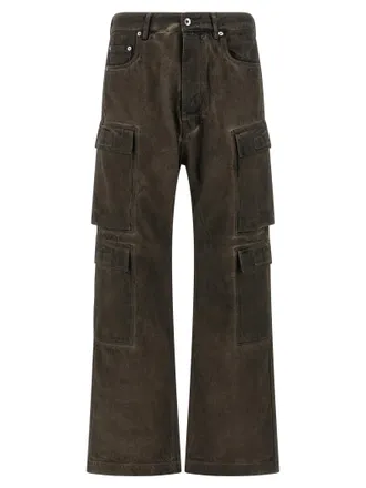 Rick Owens Gray Cotton Cargo Mens Pants