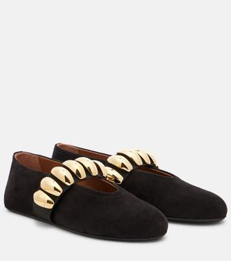 Alaia Alaïa Embellished suede ballet flats