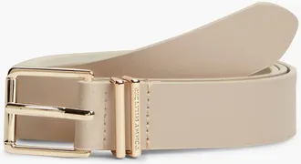 Tommy Hilfiger Womens Square Buckle Leather Belt - Sugarcane - 40