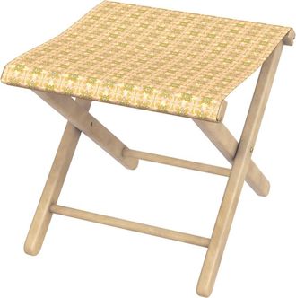 Vent de Boh&egrave;me Taburete plegable de eucalipto y tela outdoor gr&agrave;fica amarilla