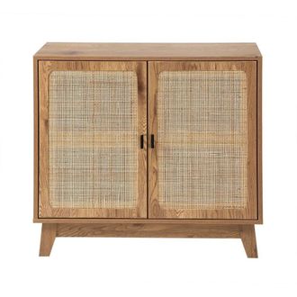 Calicosy 2-Door Sideboard With Rattan Caning, 80 Cm Wide - ALIA in Light Oak
