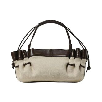 Hereu Handbags, female, Brown, Size: ONE SIZE Art Canvas Leather Shoulder Bag