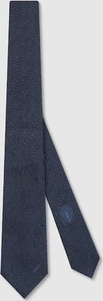 Gucci Horsebit Silk Jacquard Tie, Blue