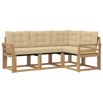 vidaXL Conjunto De Sof&aacute;s De Exterior Con Coj&iacute;n 4 Pcs Y Beige Vidaxl