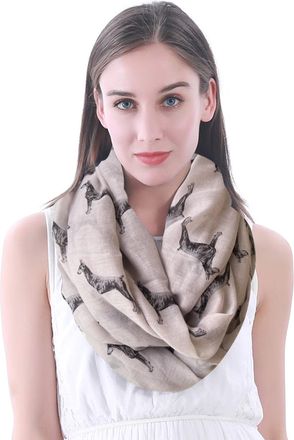 Lina & Lily Doberman Pinscher Dog Print Womens Infinity Scarf Snood Lightweight (Beige)