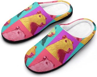 Generic Capybara Colorful Cotton Slippers for Women Indoor Outdoor Slipper Slip-On Memory Foam Home Shoes