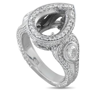 Luxury Bazaar 14K White Gold 1.20ct Diamond Pear Halo Mounting Ring MF19-082026