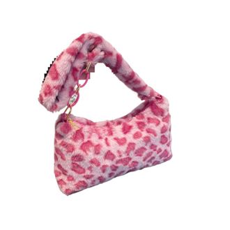 Generic Womens Plush Bags Plush Bag Fashion Large Capacity Shoulder Bags Leopard Print Totes Underarm For Women Girls(Pink)