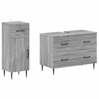 vidaXL Juego De Gabinete De Ba&ntilde;o De 2 Piezas Haarlem Sonoma Gris Vidaxl