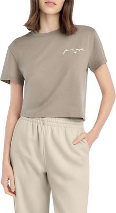Favorite Daughter The Signature Crop Graphic T-Shirt in Soft Taupe/Gardeni at Nordstrom, Size X-Large