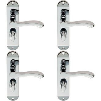 Loops 4x PAIR Scroll Lever Door Handle on Bathroom Backplate 180 x 40mm Chrome