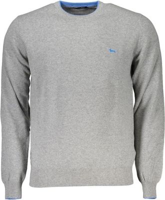 Harmont & Blaine Chic Crew Neck Sweater met contrastdetails - Heren - Ronde hals truien - Grijs - 2XL - Kasjmier - Truien & Vesten