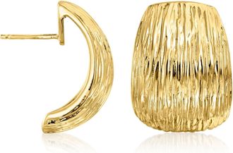 Ross-Simons Italian 14kt Yellow Gold-Plated Textured C-Hoop Earrings